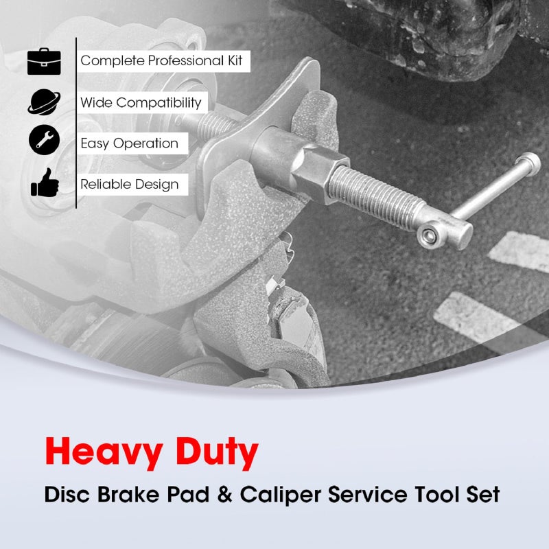 Big RED Torin 22 PCS Brake Caliper Press Tool Kit, Disc Brake Piston Caliper Compressor Tool Set for Brake Pad Replacement Reset, Red, ATRHS-E3318BR - Image 3