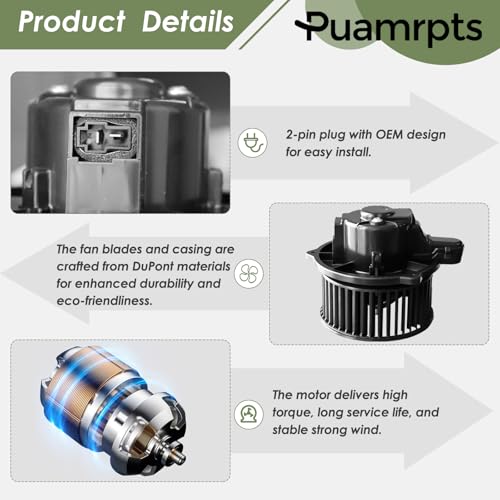 PUAMRPTS Rear AC Heater Blower Motor Compatible with Dodge Durango 2011-2024 - Replace# 700278, Rear Side - Image 3