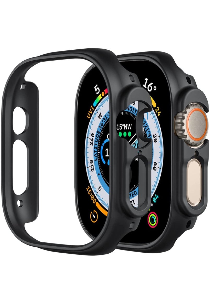 2 Pack Case Compatible with Apple Watch Ultra 49mm, Hard PC Bumper Case All-Around Edge Shockproof Protective Cover Frame [NO Screen Protector]- Black - Image 1