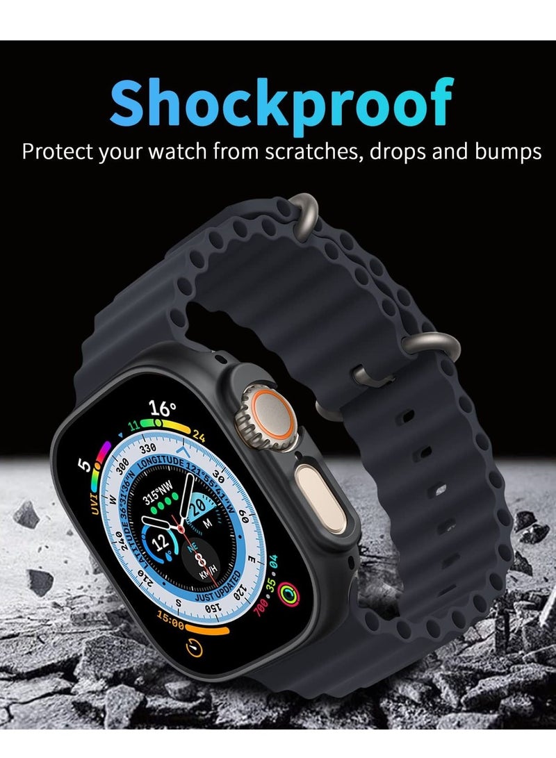 2 Pack Case Compatible with Apple Watch Ultra 49mm, Hard PC Bumper Case All-Around Edge Shockproof Protective Cover Frame [NO Screen Protector]- Black - Image 2