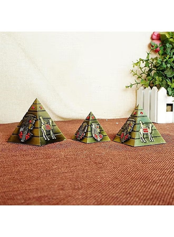 اتش واي نموذج الهرم البرونزي، تمثال 3 قطع/مجموعة تمثال الهرم المصري تمثال برونزي بالتفاصيل القديمة، زينة المكتب، هدية تذكارية - Image 5