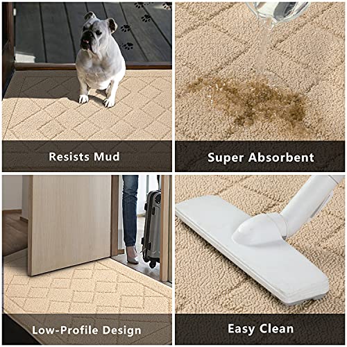 REFETONE Indoor Doormat, Front Back Door Mat 24"x36" Rubber Backing Non Slip Mats, Absorbent Washable Entrance Doormat for Entryway, Resist Dirt Low-Profile Inside Floor Mats for Muddy Shoes, Golden - Image 5
