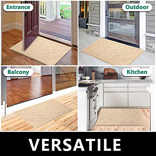 REFETONE Indoor Doormat, Front Back Door Mat 24"x36" Rubber Backing Non Slip Mats, Absorbent Washable Entrance Doormat for Entryway, Resist Dirt Low-Profile Inside Floor Mats for Muddy Shoes, Golden - Image 4
