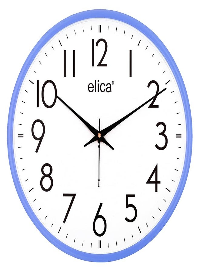 Elica Modern Wall Clock, Sleek Blue Frame with White Dial, Round Analogue Clock (Blue) - Image 1