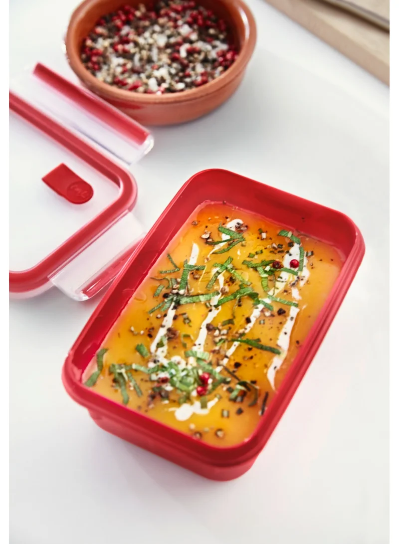 Tefal Master Seal Micro Rectangle Food Storage Red/Clear 0.8 Litre