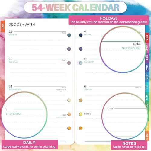Artfan 2026 Planner Refills - Planner Refills 2026, Weekly and Monthly Calendar from Jan. 2026 - Dec. 2026, 3.75 x 6.75 inch, 6 Holes - Image 4