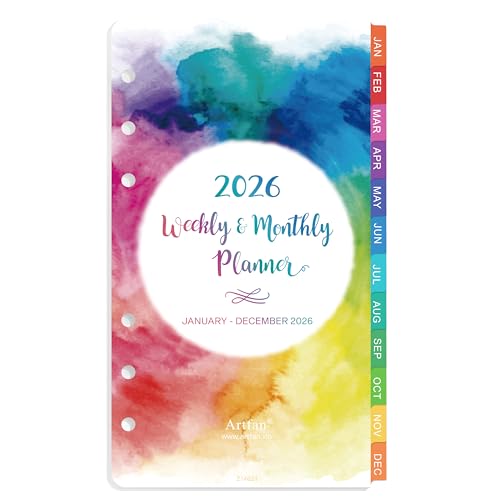 Artfan 2026 Planner Refills - Planner Refills 2026, Weekly and Monthly Calendar from Jan. 2026 - Dec. 2026, 3.75 x 6.75 inch, 6 Holes - Image 1