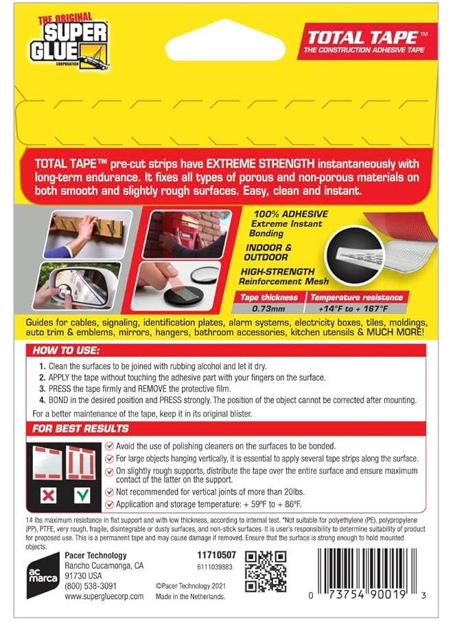 Super Glue - Total Tape Precut Strips 1O Strips - Image 1