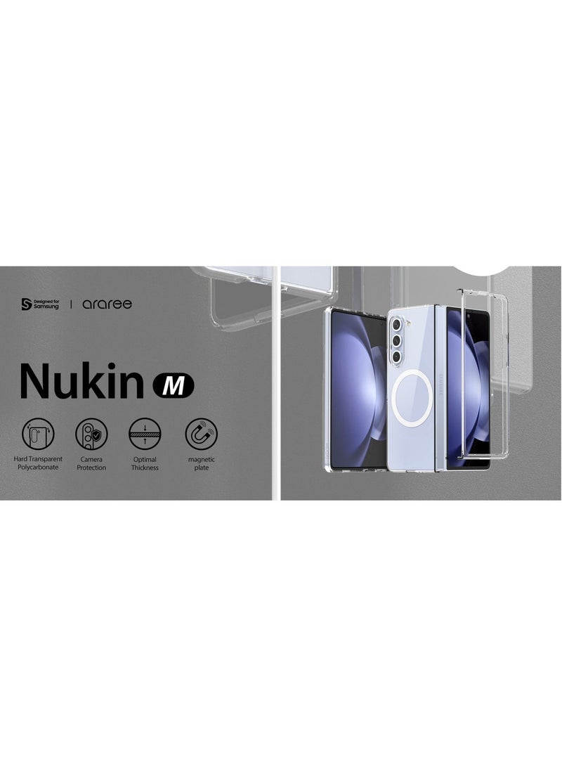 Araree Nukin M MagSafe Case for Samsung Galaxy Z Fold 5 – Ultra-Thin Transparent Hard PC Case with Magnetic Ring, Hinge Protection, Scratch-Resistant, Non-Slip Grip, Wireless Charging Compatible – Clear