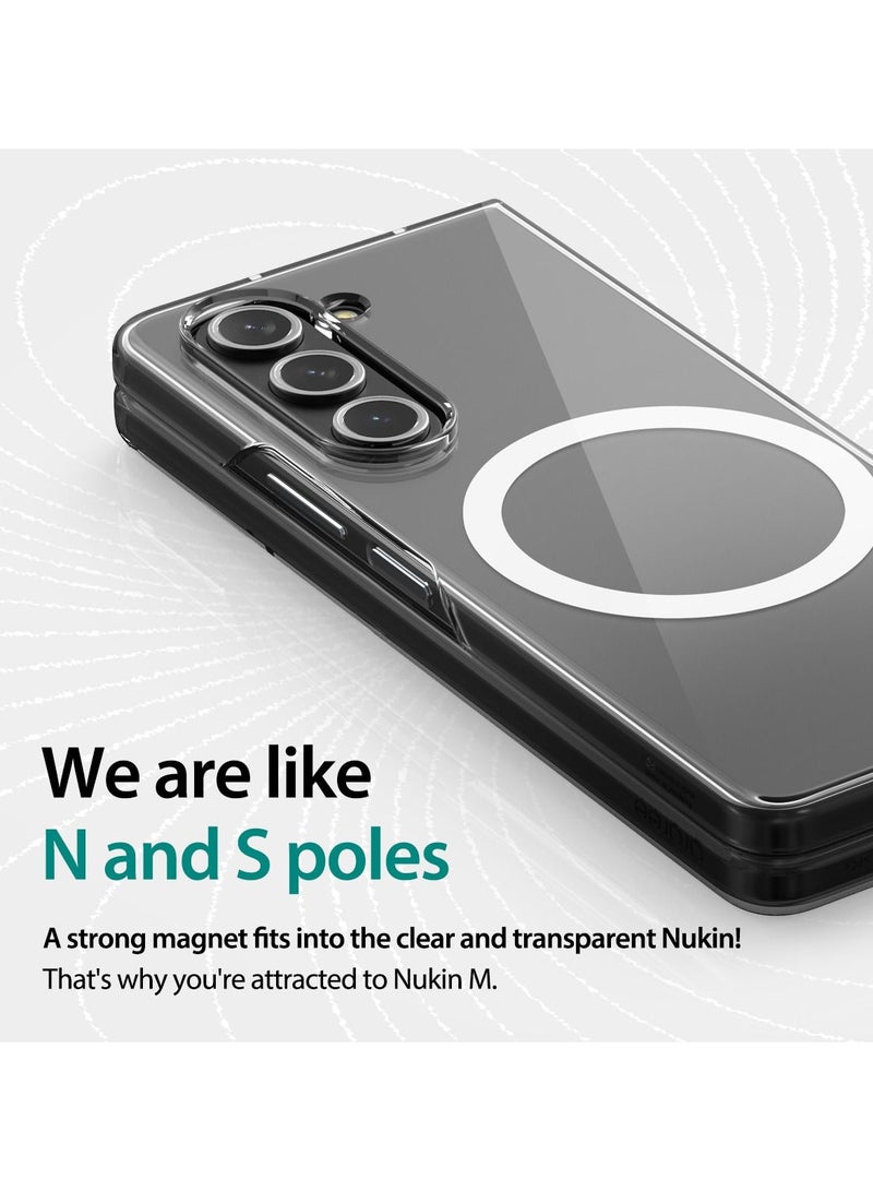 Araree Nukin M MagSafe Case for Samsung Galaxy Z Fold 5 – Ultra-Thin Transparent Hard PC Case with Magnetic Ring, Hinge Protection, Scratch-Resistant, Non-Slip Grip, Wireless Charging Compatible – Clear