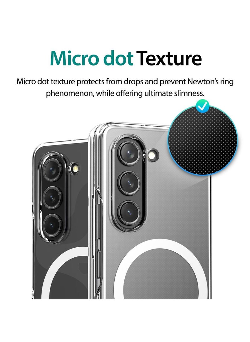 Araree Nukin M MagSafe Case for Samsung Galaxy Z Fold 5 – Ultra-Thin Transparent Hard PC Case with Magnetic Ring, Hinge Protection, Scratch-Resistant, Non-Slip Grip, Wireless Charging Compatible – Clear