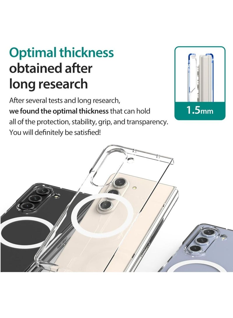 Araree Nukin M MagSafe Case for Samsung Galaxy Z Fold 5 – Ultra-Thin Transparent Hard PC Case with Magnetic Ring, Hinge Protection, Scratch-Resistant, Non-Slip Grip, Wireless Charging Compatible – Clear