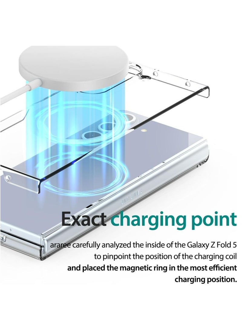 Araree Nukin M MagSafe Case for Samsung Galaxy Z Fold 5 – Ultra-Thin Transparent Hard PC Case with Magnetic Ring, Hinge Protection, Scratch-Resistant, Non-Slip Grip, Wireless Charging Compatible – Clear
