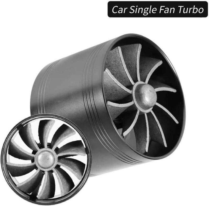 woobles Car Air Intake Turbonator Single Fan Turbine Super Charger Gas Fuel Saver Turbo 64mm(Black) Black - Image 2