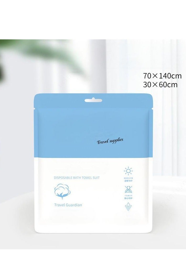 Disposable bath towel set, 70x140cm 30*60cm, travel disposable towel set, healthy and safe, thick cotton salon towel face towel body towel, suitable for hotel bathroom beach swimming camping bath towel - Image 1