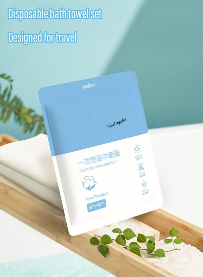Disposable bath towel set, 70x140cm 30*60cm, travel disposable towel set, healthy and safe, thick cotton salon towel face towel body towel, suitable for hotel bathroom beach swimming camping bath towel - Image 2