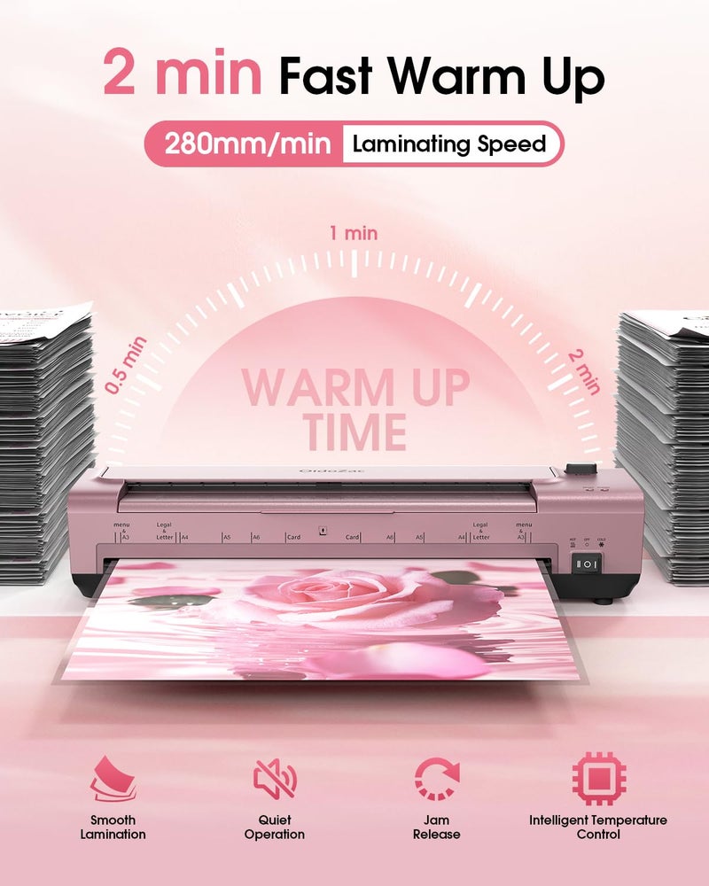 OidoZac 13 Inch Laminator Machine, A3 Personal Laminator Kit for Teachers with 20 Laminating Sheets, Hot Cold Thermal Lamination 11x17 with Anti-Bend Plate, ABS Anti-Jam & 20dB Quiet for Home Office School - Image 2