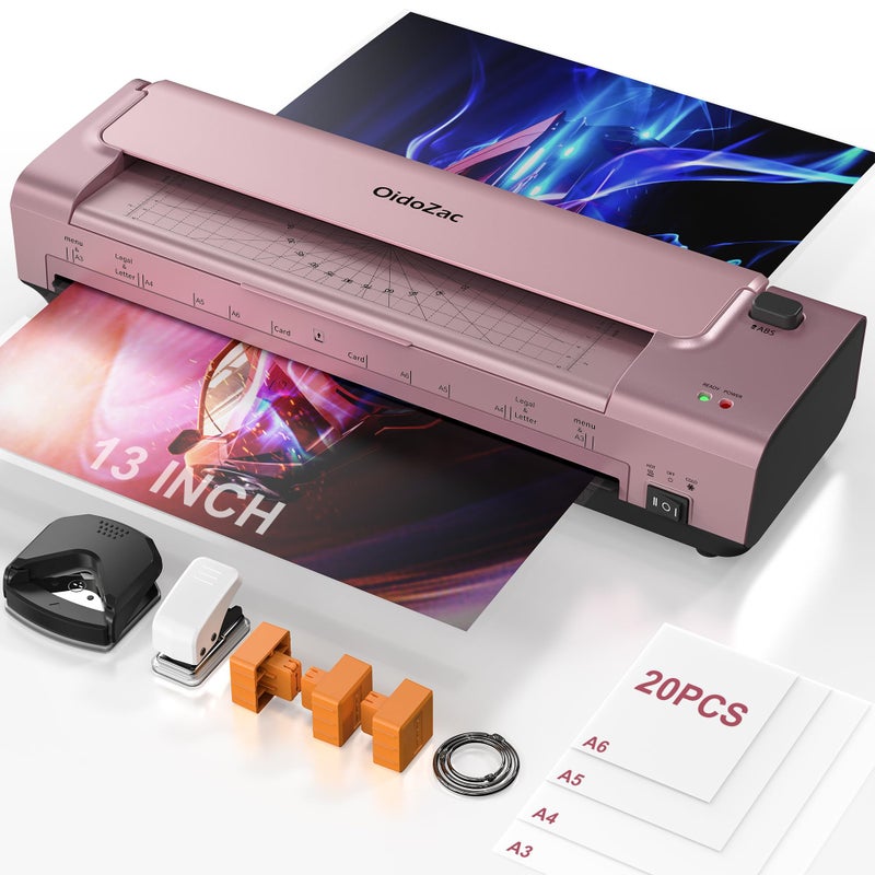 OidoZac 13 Inch Laminator Machine, A3 Personal Laminator Kit for Teachers with 20 Laminating Sheets, Hot Cold Thermal Lamination 11x17 with Anti-Bend Plate, ABS Anti-Jam & 20dB Quiet for Home Office School - Image 1
