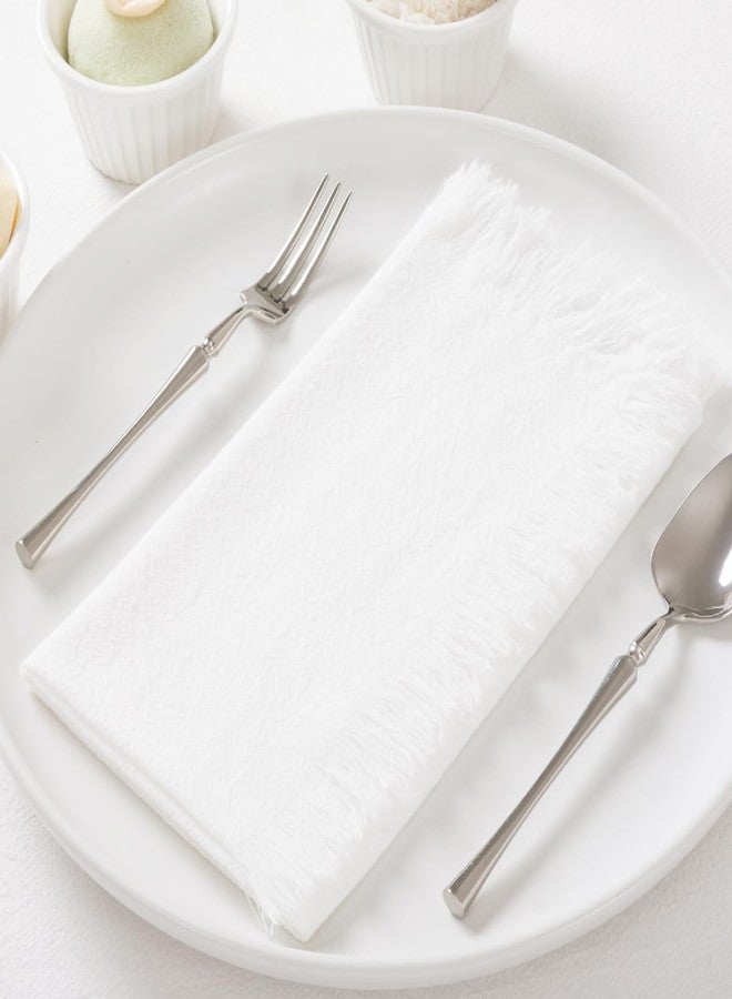 DeZerlor 6 Pack Ivory White Cotton Linen Napkins with Fringe White Cloth Napkins Set of 6 Boho Handmade Dinner Table Napkins Bulk for Wedding Bridal Baby Shower Tea Parties Decor, 17 x 17 Inches - Image 2