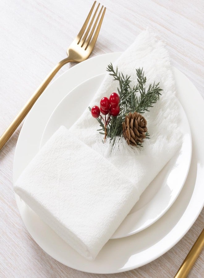 DeZerlor 6 Pack Ivory White Cotton Linen Napkins with Fringe White Cloth Napkins Set of 6 Boho Handmade Dinner Table Napkins Bulk for Wedding Bridal Baby Shower Tea Parties Decor, 17 x 17 Inches - Image 5