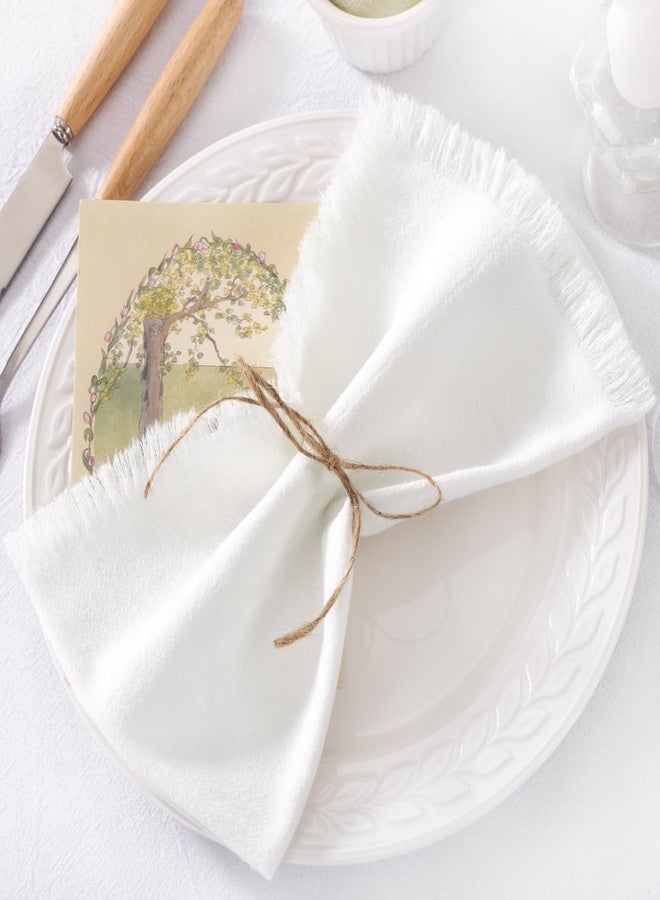 DeZerlor 6 Pack Ivory White Cotton Linen Napkins with Fringe White Cloth Napkins Set of 6 Boho Handmade Dinner Table Napkins Bulk for Wedding Bridal Baby Shower Tea Parties Decor, 17 x 17 Inches - Image 4