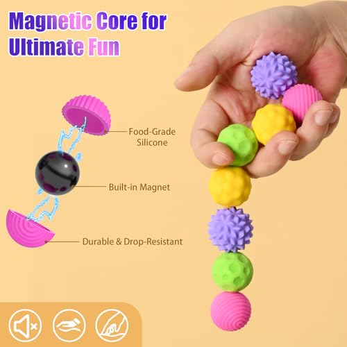 WorWoder Silicone Magnetic Balls Fidget Toys for Adults Teens 8PCS Stress Relief Sensory Toys for Autism ADHD Anxiety Fun Textures GadgetsOffice Desk ToyStocking Stuffers for Women Men Teen Gift - Image 5