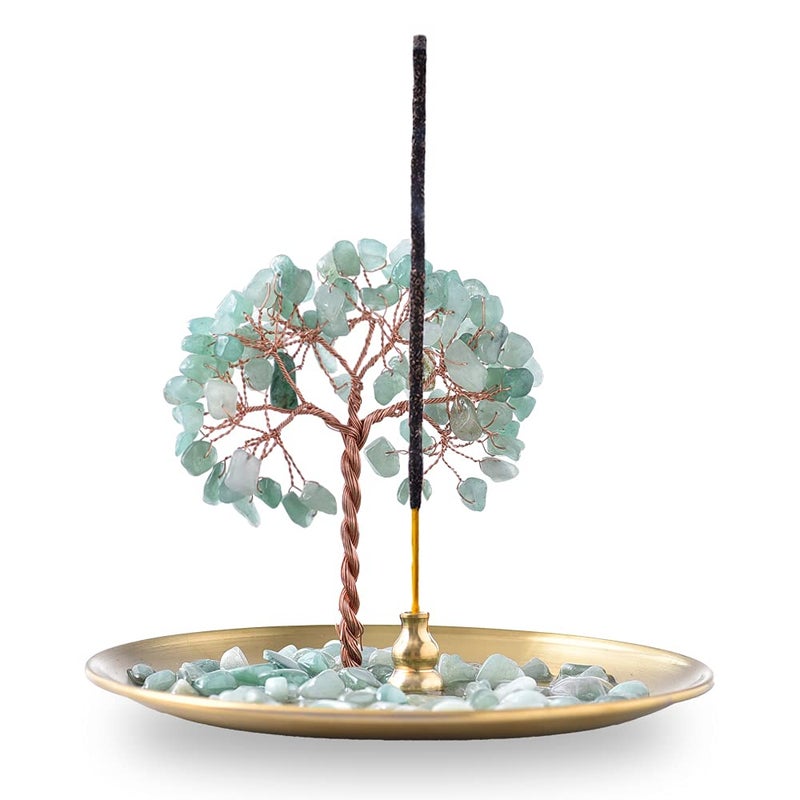 Incense Holder for Sticks Healing Crystal Stone Money Tree Incense Burner Ash Catcher for Yoga Meditation and Home Decor