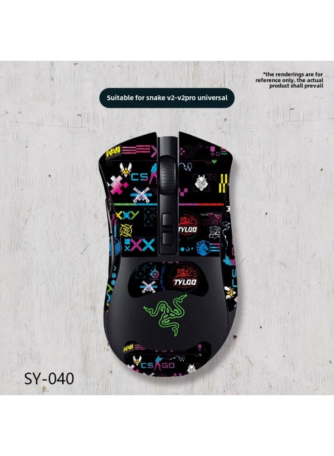 Applicable Viper Mouse Anti-slip Stickers Purgatory Viper V2PRO Full Set With Back Stickers Lizard Skin Sweat-proof Wholesale-Color:Viper V2PRO-SY-040 Team Print/Black Diamond-all Inclusive  - Image 1