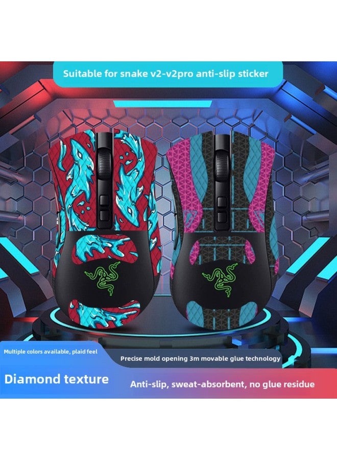 Applicable Viper Mouse Anti-slip Stickers Purgatory Viper V2PRO Full Set With Back Stickers Lizard Skin Sweat-proof Wholesale-Color:Viper V2PRO-SY-040 Team Print/Black Diamond-all Inclusive  - Image 2
