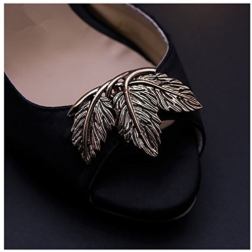 Douqu 2 Pcs Shoes Dress Hat Accessories Fashion Vintage Shoe Clips Elegant Leaves Removable Shoe Charms (Ancient Gold) - Image 5