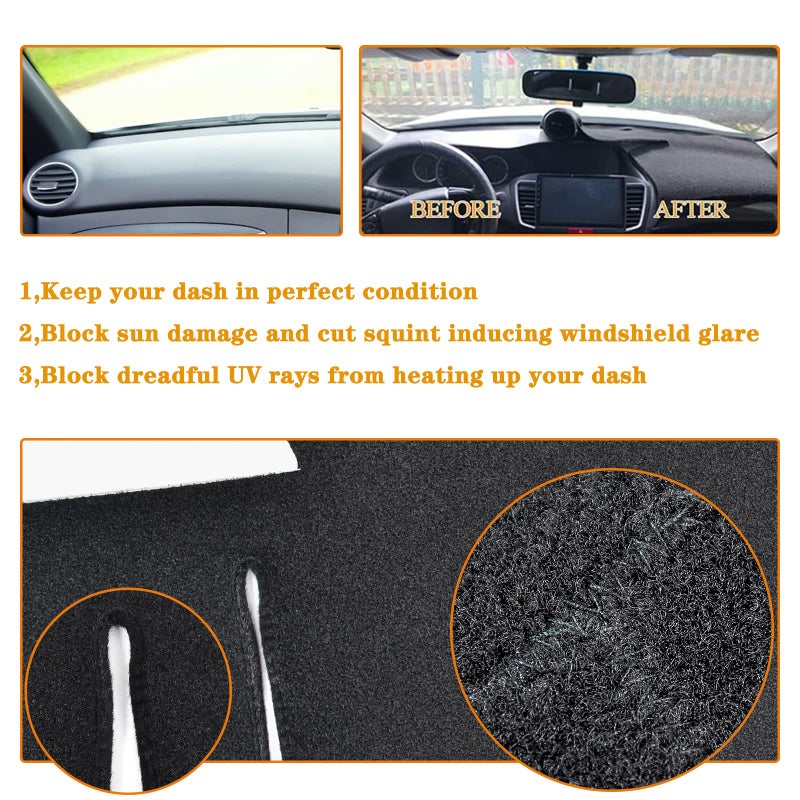 Hex Autoparts Dashboard Dash Board Cover Mat Carpet Compatible with 2002-2005 Dodge Ram 1500 2003-2005 Dodge Ram 2500 3500 (Black) - Image 2