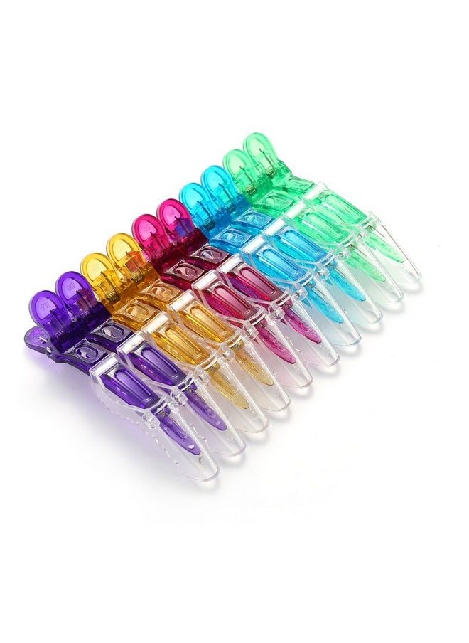 Liasun 10Pcs/Set Multicolor Croc Clips Transparent Plastic Hairdresser Clips Hair Styling Sectioning Barrettes Non Slip Alligator Clips Salon Diy Accessories Hairpins For Women And Girls(Multicolor)  - Image 1