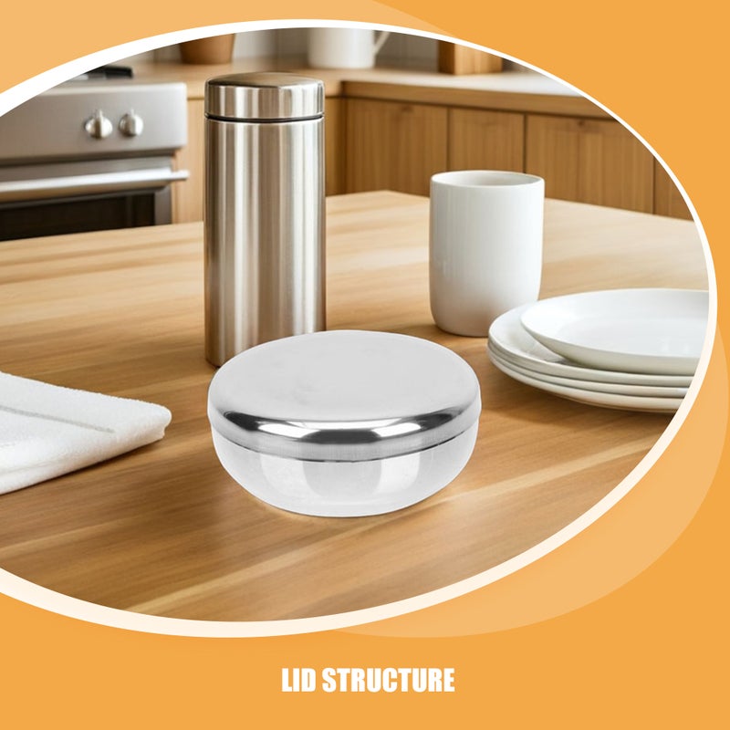 2pcs Small Rice Bowls: 10cm Stainless Steel Korean Soup Serving Bowl With Lid Snack Dish For Cereal Appetizer Salad Noodles Kitchen Restaurant - Image 5
