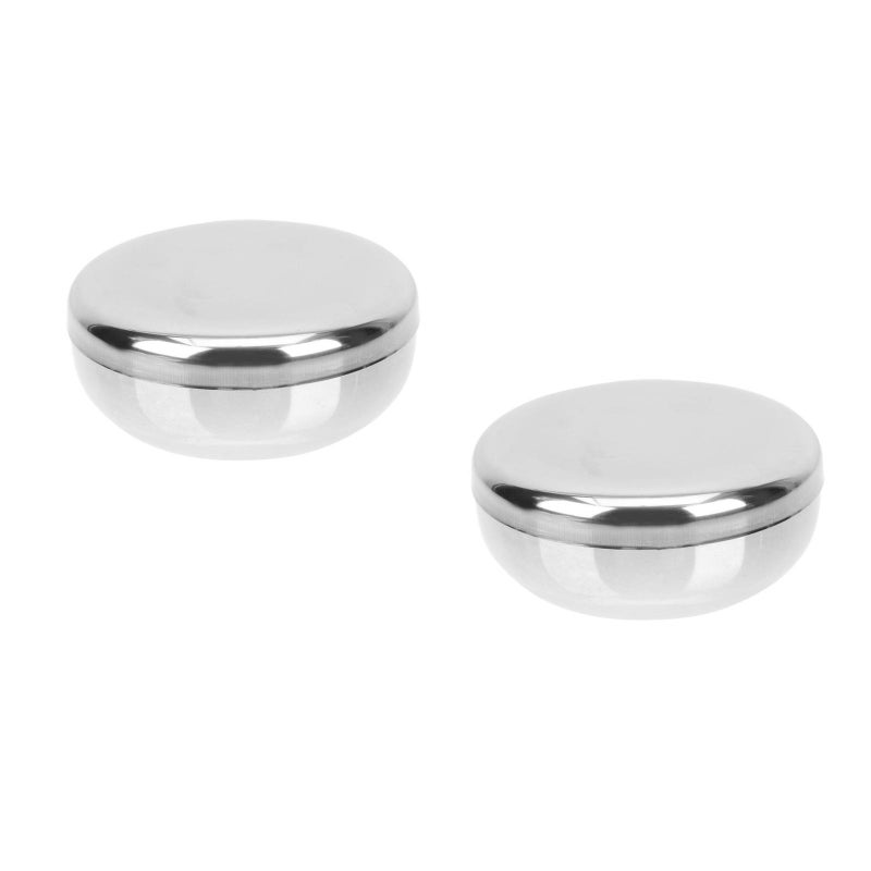 2pcs Small Rice Bowls: 10cm Stainless Steel Korean Soup Serving Bowl With Lid Snack Dish For Cereal Appetizer Salad Noodles Kitchen Restaurant - Image 1
