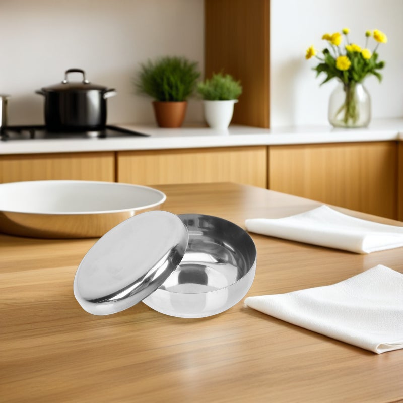 2pcs Small Rice Bowls: 10cm Stainless Steel Korean Soup Serving Bowl With Lid Snack Dish For Cereal Appetizer Salad Noodles Kitchen Restaurant - Image 3