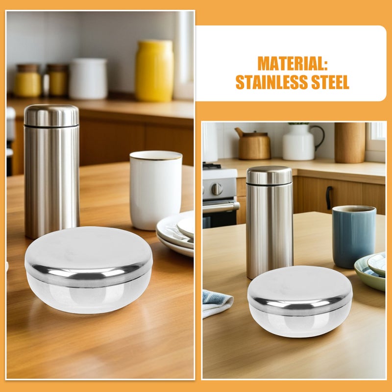 2pcs Small Rice Bowls: 10cm Stainless Steel Korean Soup Serving Bowl With Lid Snack Dish For Cereal Appetizer Salad Noodles Kitchen Restaurant - Image 4