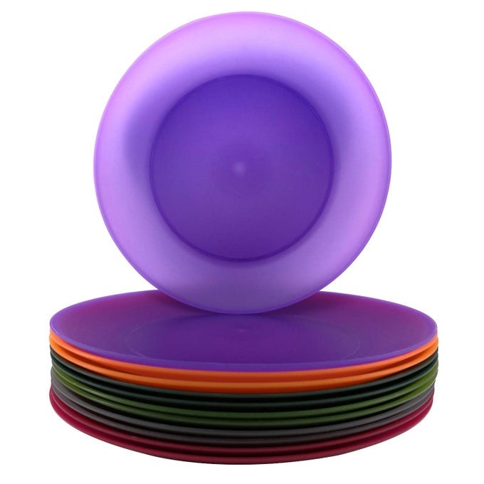 EVERYDAY PLASTIC PLATES REUSABLE UNBREAKABLE COLORFUL DINNER PLATE 10 INCH BPA FREE DISHWASHER SAFE MICROWAVE PLATES SET OF 12 FOR KITCHEN CAMPING PATIO OUTDOOR