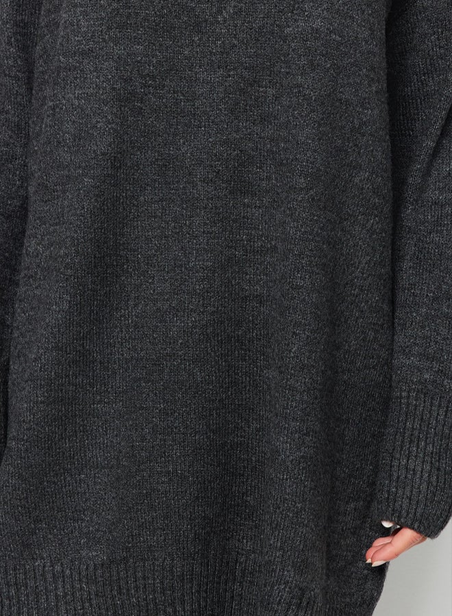 trendyol Anthracite Mini Knitwear Soft Textured Dress TWOAW24EL00035 - Image 4