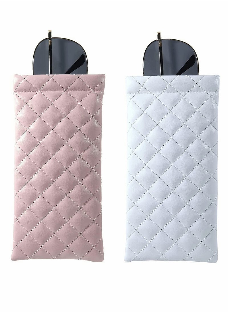 SYOSI Glasses Case Squeeze Top Sunglasses Pouch Portable Soft PU Leather Eyeglass Holder (2 Pack)  - Image 1