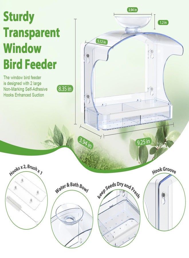 Goodeco Clear Window Bird Feeder - Outdoor Birdhouse Feeder with Bird Bath & Water Bowl for Outside Bird Watching - with a Brush, Easy to Clean, Ideal Gifts for Mom Parents - Image 4