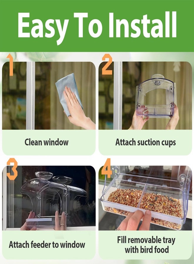 Goodeco Clear Window Bird Feeder - Outdoor Birdhouse Feeder with Bird Bath & Water Bowl for Outside Bird Watching - with a Brush, Easy to Clean, Ideal Gifts for Mom Parents - Image 5
