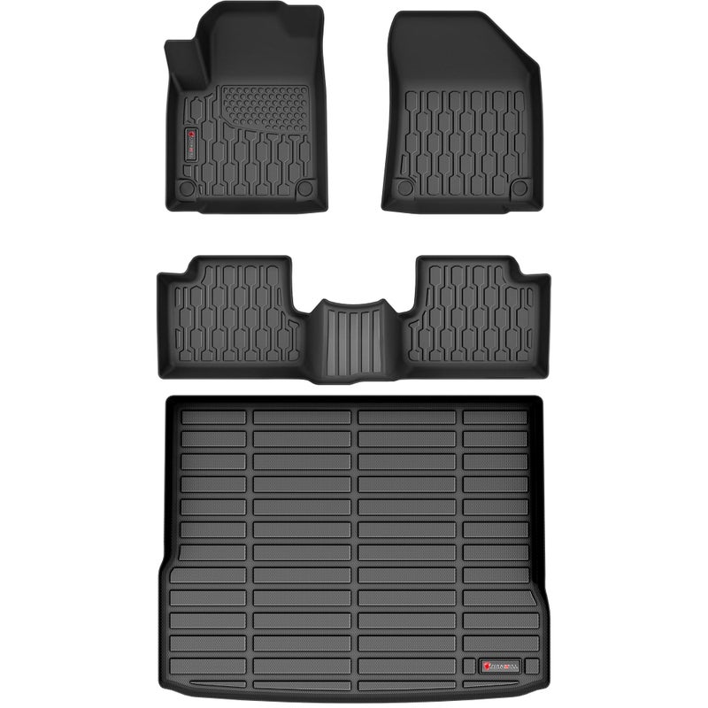 AUTOBULL Floor Mats & Cargo Liner Compatible with 2019-2023 Jeep Cherokee (Not for Grand Cherokee) Cargo Mat, Full Set All Weather Protection 1st, 2nd Row Car Liners & Trunk Mat, Black - Image 1
