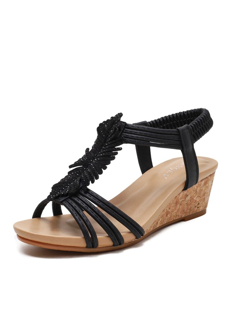 SIKETU Summer Slope Heel Plus Size Slimming Versatile Women's Sandals - Image 1