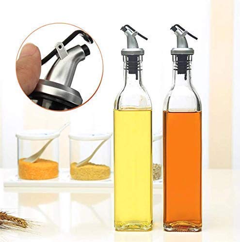 Everyy Everything Glass Oil and Vinegar Stopper Pourer Storage Bottle Cruet Seasoning Set for Dining Table and Home and Kitchen Sauce Bottle Dispenser  - Image 4