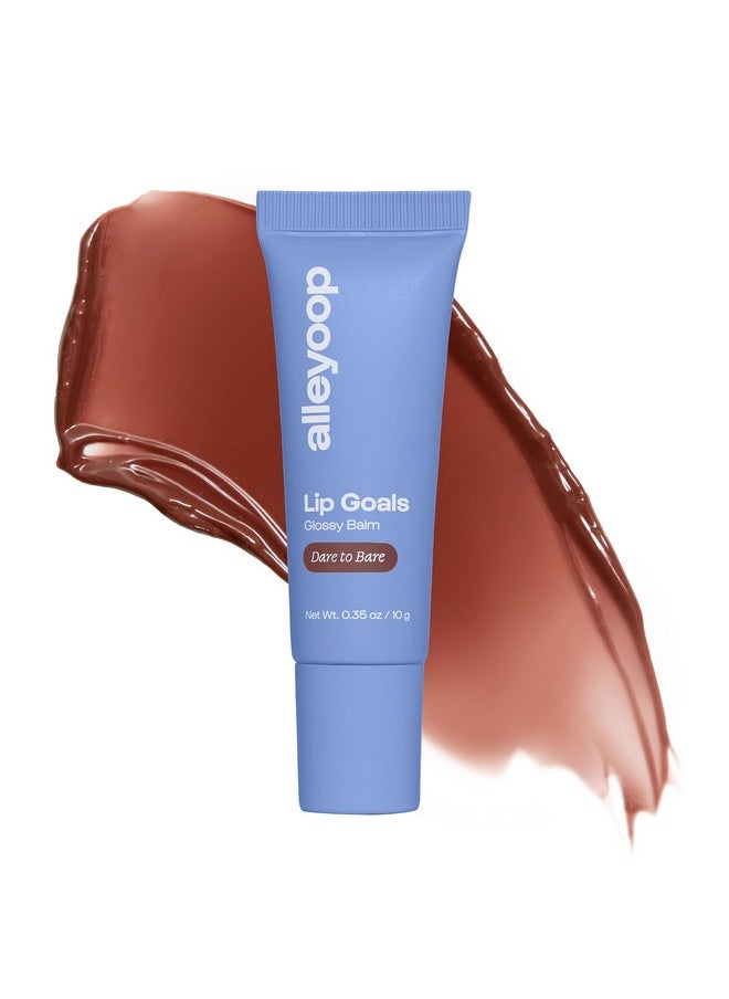 ALLEYOOP Glossy Lip Balm Lip Goals Dare To Bare (Sheer Rosy Brown) Hydrating & Moisturizing Lip Care For Cracked Lips Natural Plumping Lip Moisturizer That Smooths Soothes & Protects Vegan  - Image 1