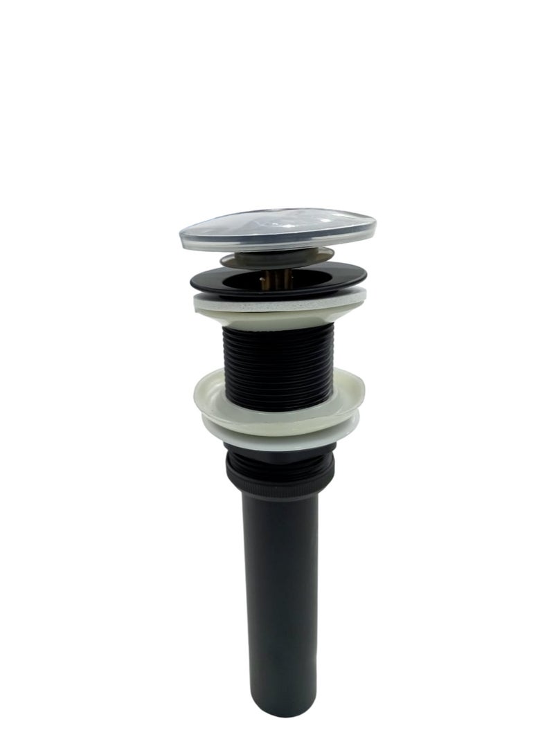 "Matte Black Bathroom Sink Drain without Overflow: Rustproof All-Metal Pop-Up Drain Stopper for Vessel Sinks" - Image 1