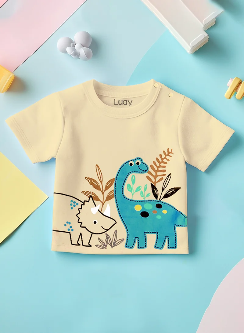 Luay Red,Beach 100% Organic Cotton Baby Boy & Girls Clothing Set Short Sleeve Kids Clothes Boys & Girls Toddler Short Set Cute Animal Print Combo Pack Of 2 Top and Shorts Outfit For New born  | Best Price UAE