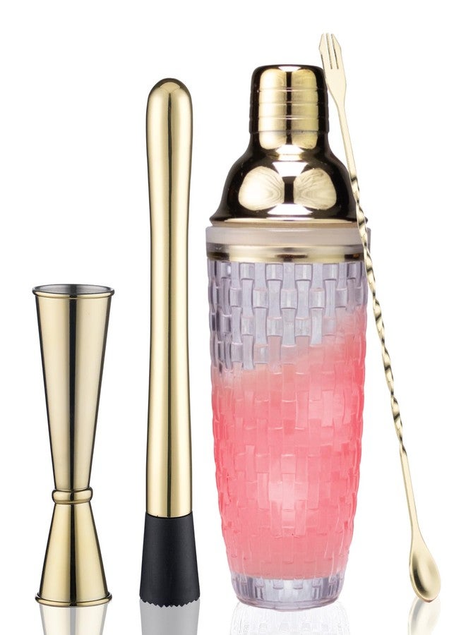 FayuuGem Gold Cocktail Shaker Set - 13oz Glass Mixing Kit with Secure Seal Lid & 4 Bar Tools, Home Bartender Essentials for Drinks and Gifts - Image 1