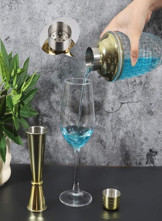 FayuuGem Gold Cocktail Shaker Set - 13oz Glass Mixing Kit with Secure Seal Lid & 4 Bar Tools, Home Bartender Essentials for Drinks and Gifts - Image 5