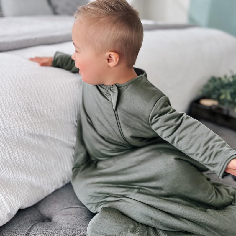 GUNAMUNA Unisex Long Sleeve Sleep Sack, Wearable Sleep Bag for Toddlers and Babies, Soft Rayon, 1.0 TOG, Sage, 24-36 Months - Image 2